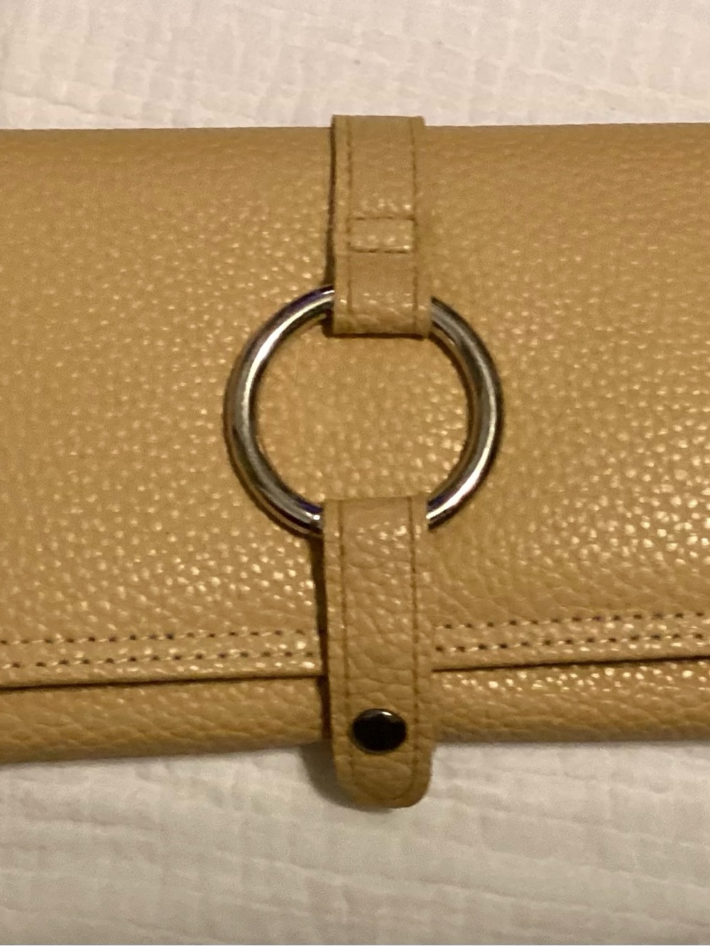 Tan Faux Textured Leather Tri-Fold Wallet/Make-up/Jewlery Organizer/Holder